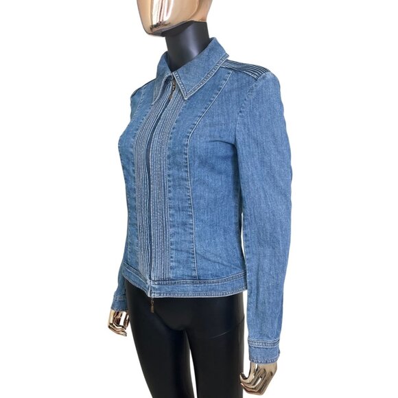 Vintage ESCADA Denim Zip Jacket with Fine Stitch Detailing Size Small - Picture 6 of 16